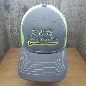 R&R Ready Mix Inc Adjustable Snapback Meshback Hat Gray & Green Embroidered OS